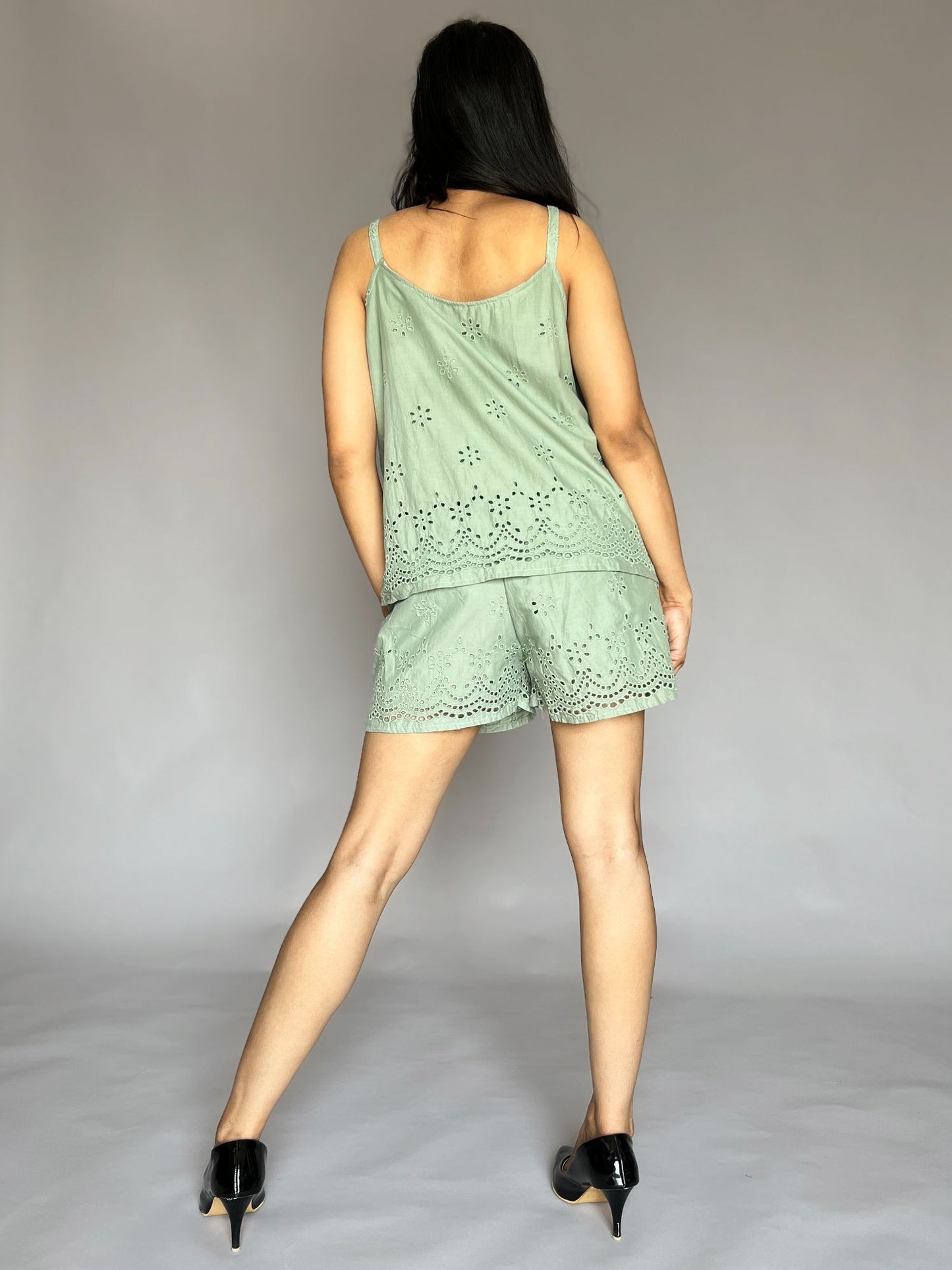 Sage Eyelet 2-Piece Shorts Co-ord Set