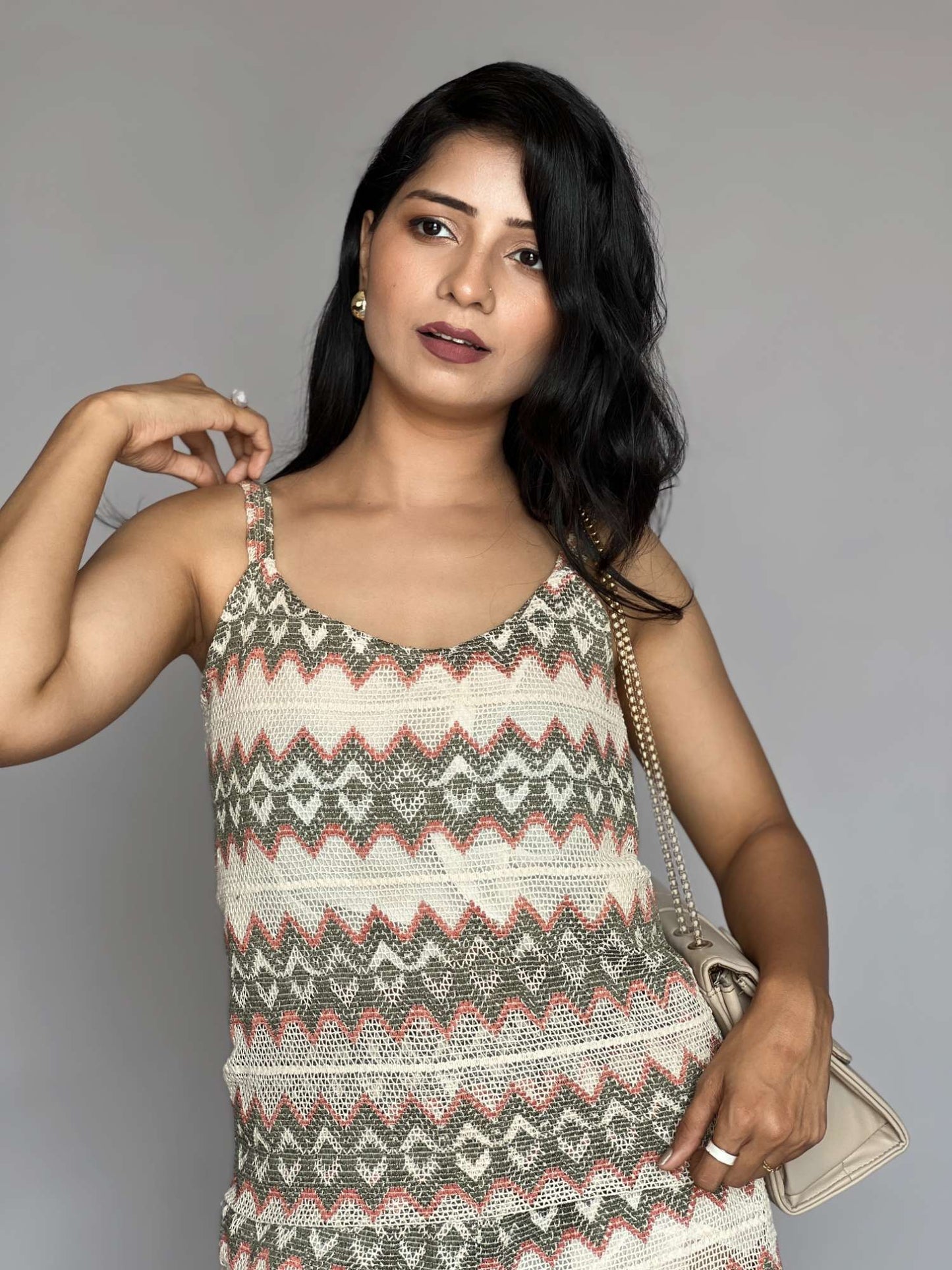 2 Piece Knit Co-ord Set – Sleeveless Top & Shorts