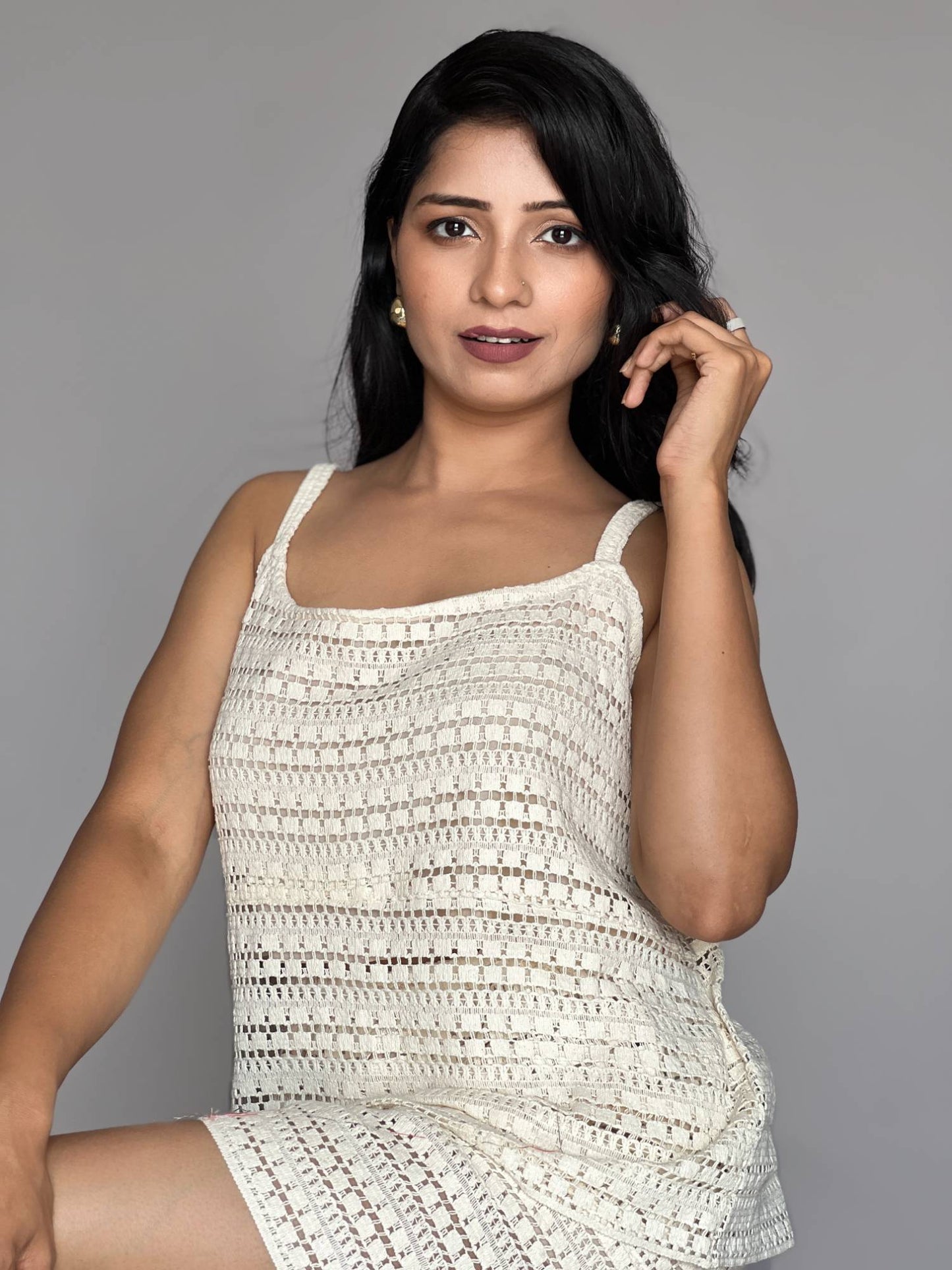 Ivory Crochet 2-Piece Shorts Co-ord Set