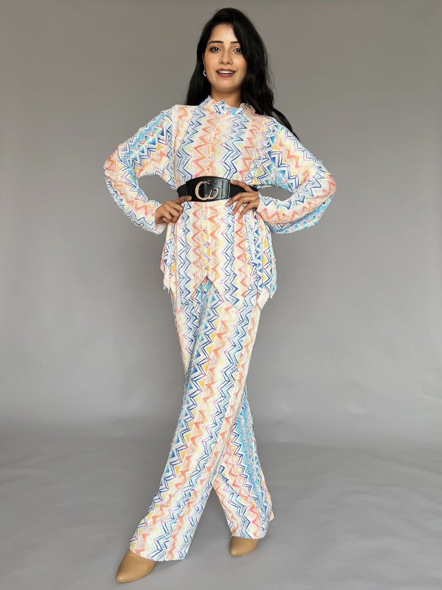 Pastel Printed Pants Co-ord – 2 Piece