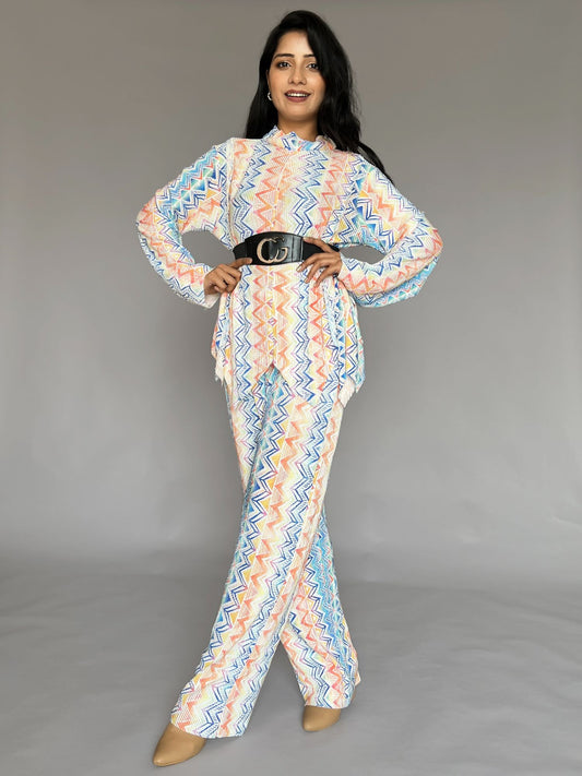 Pastel Printed Pants Co-ord – 2 Piece