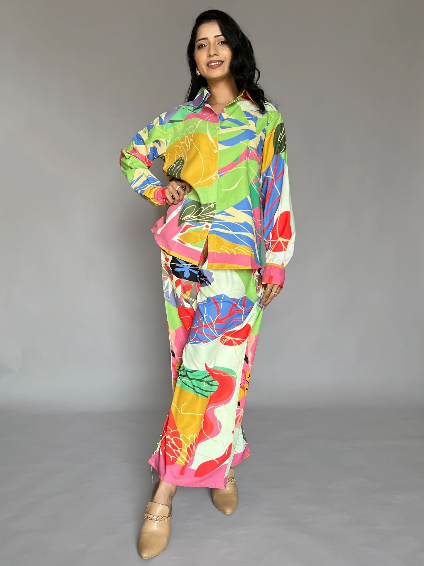 Abstract Print Pants Co-ord Set– 2 Piece