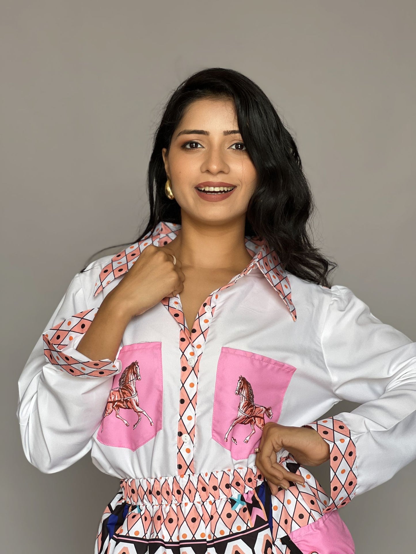 Printed Shirt and Skirt Co-ord Set – 2 Piece