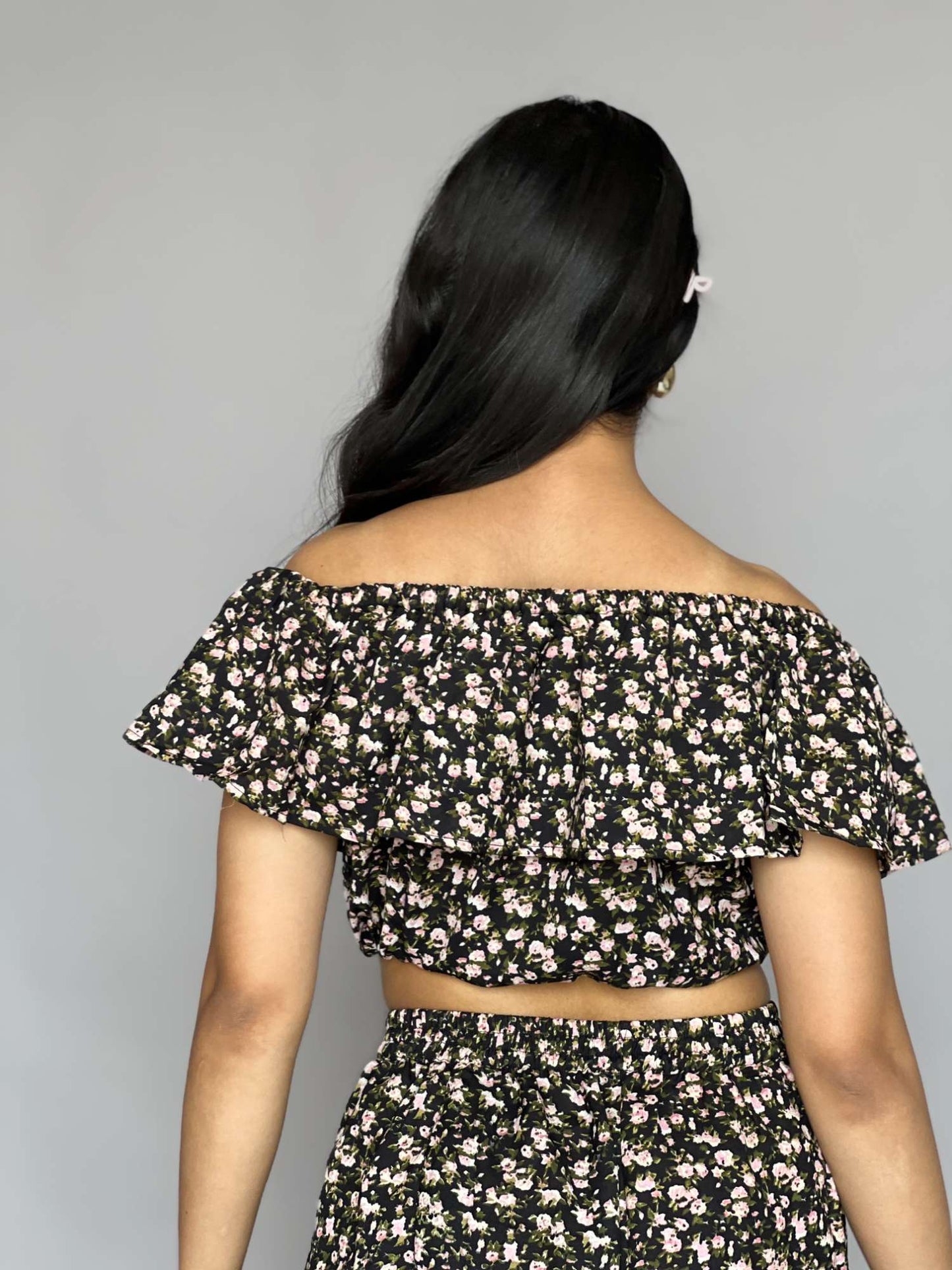 Floral Off-Shoulder Top & Skirt Co-ord – 2 Piece