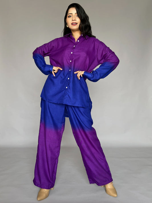The Alia Set - Shaded Cotton Linen 2 Piece Co-ord Set