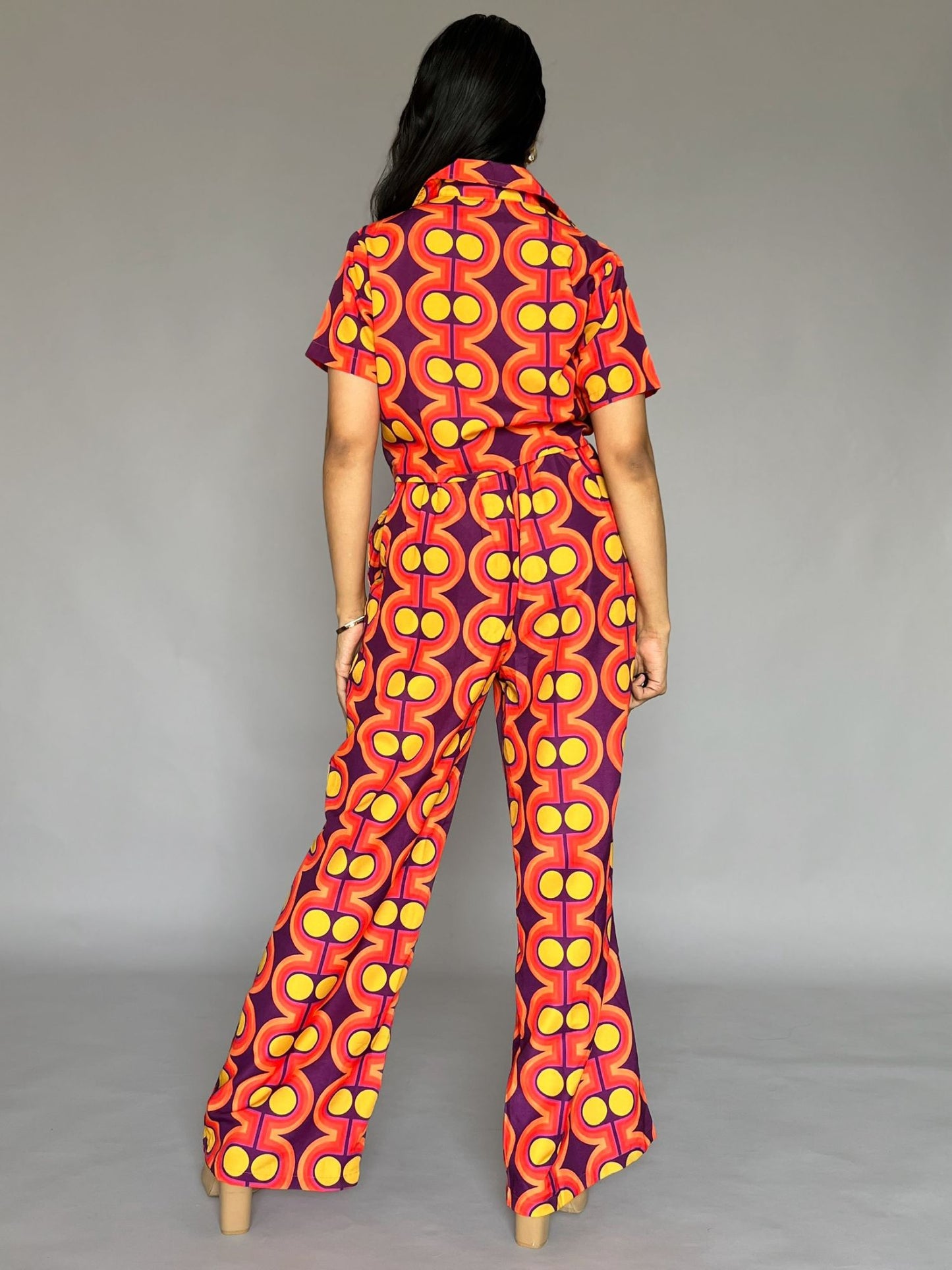 Retro Geometric Print 2 Piece Pants Co-Ord Set
