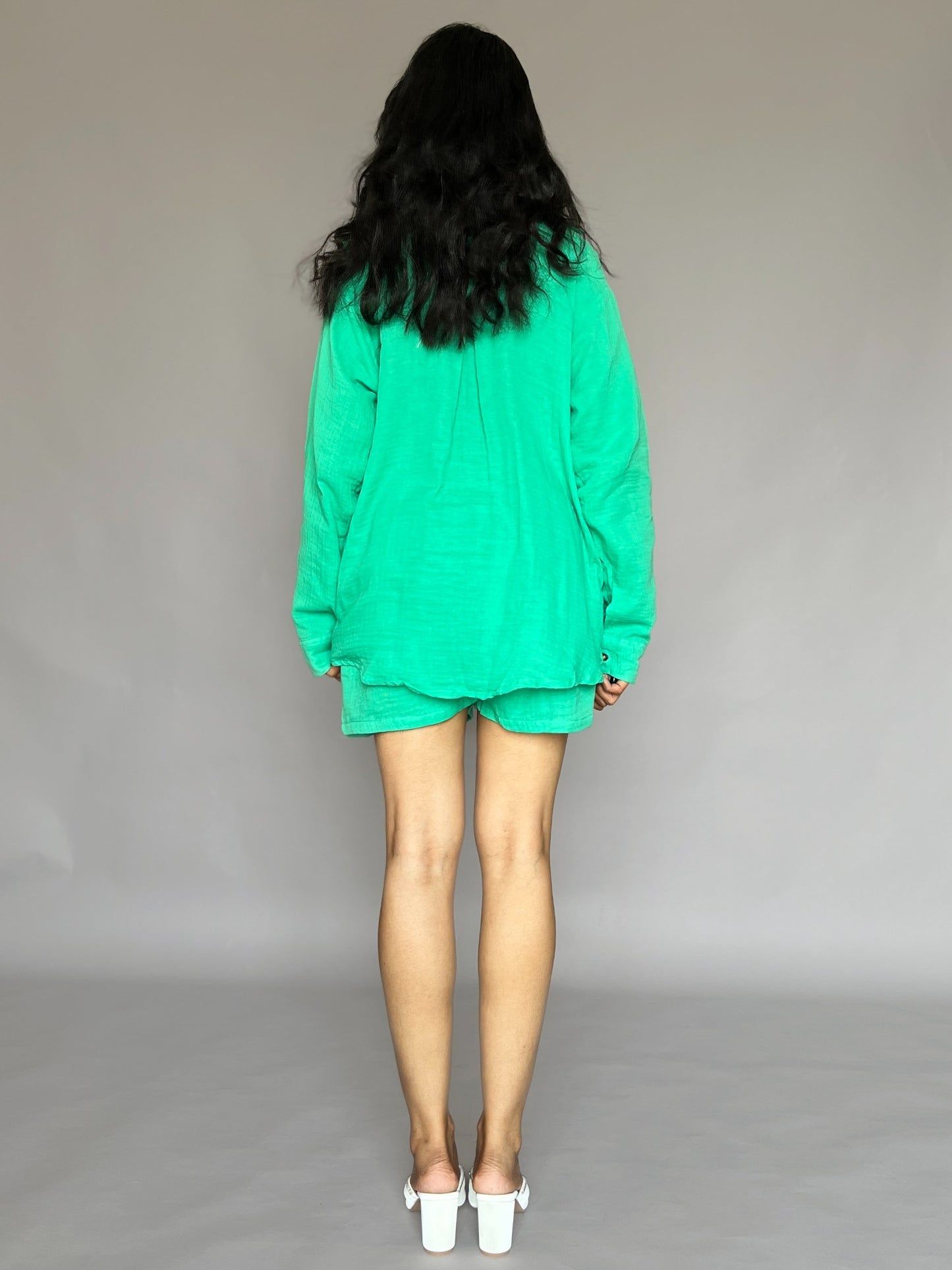 Green Solid 2 Piece Shorts Co-ord Set