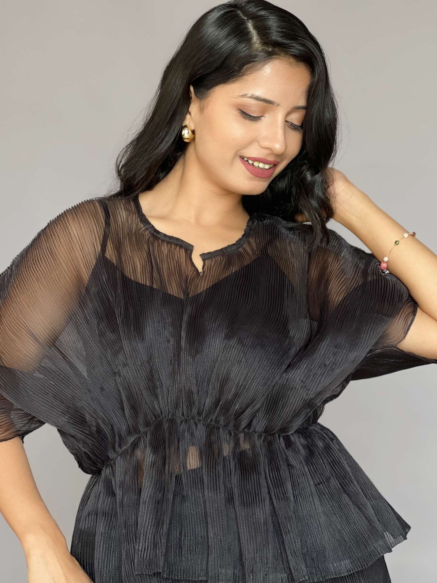 Black Pleated 2 Piece Skirt Co-ord Set
