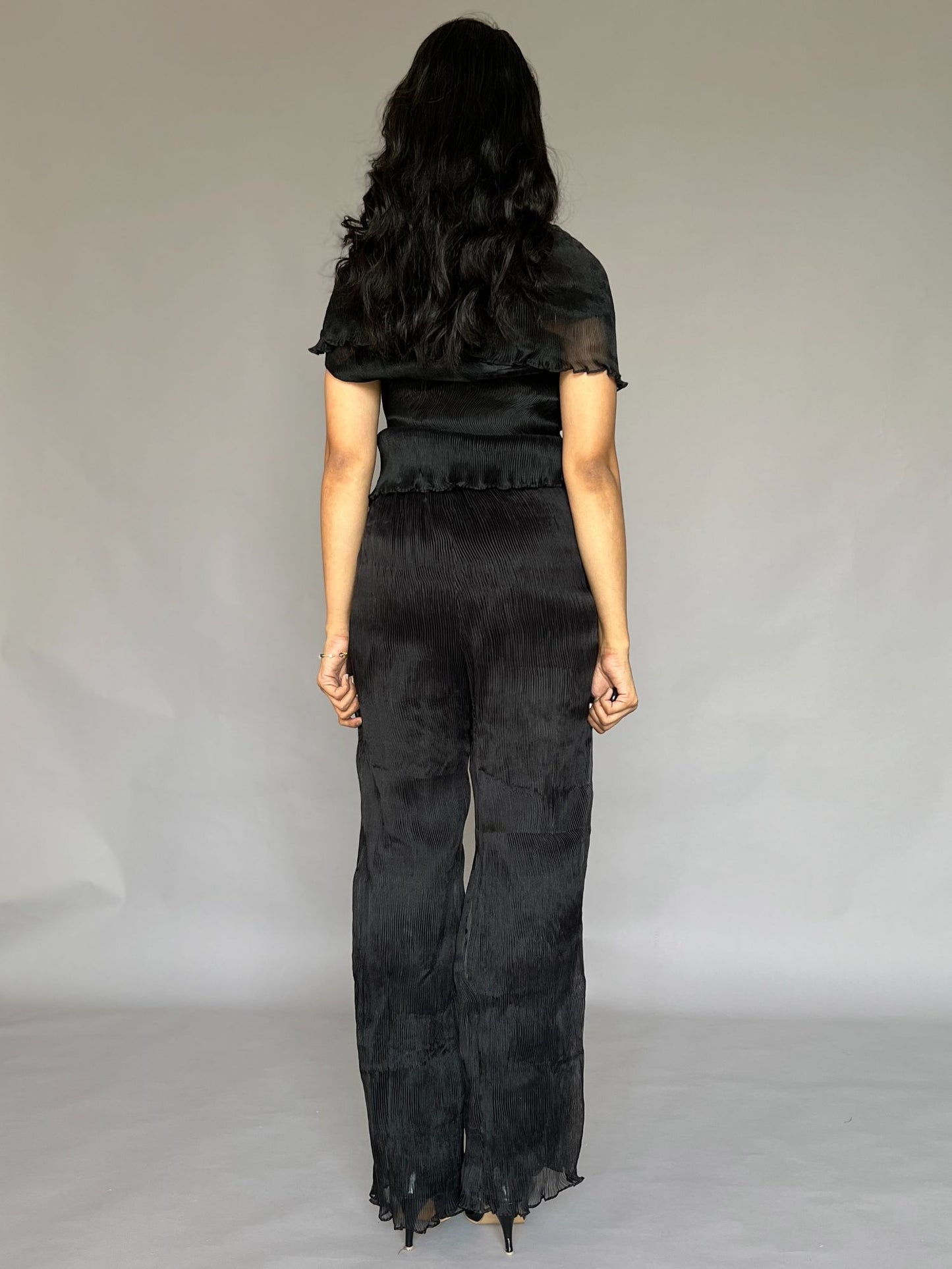 Black Pleated 2 Piece Pants Co-ord Set