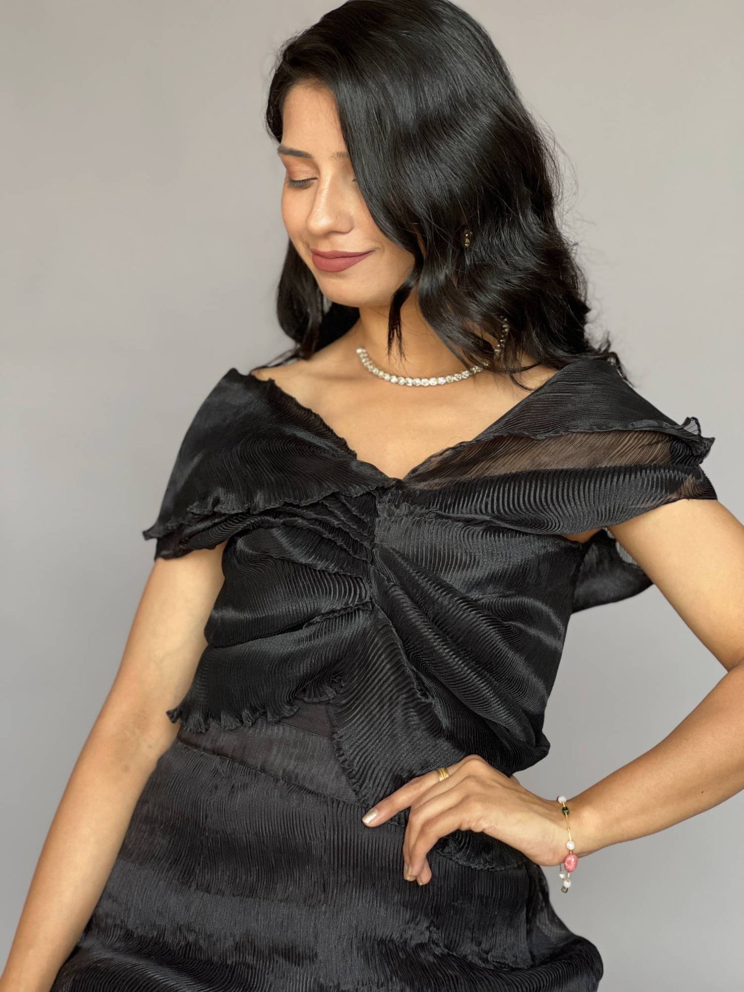 Black Pleated 2 Piece Pants Co-ord Set