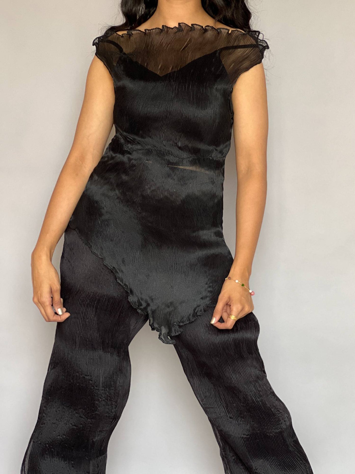Black Pleated 2 Piece Pants Co-ord Set