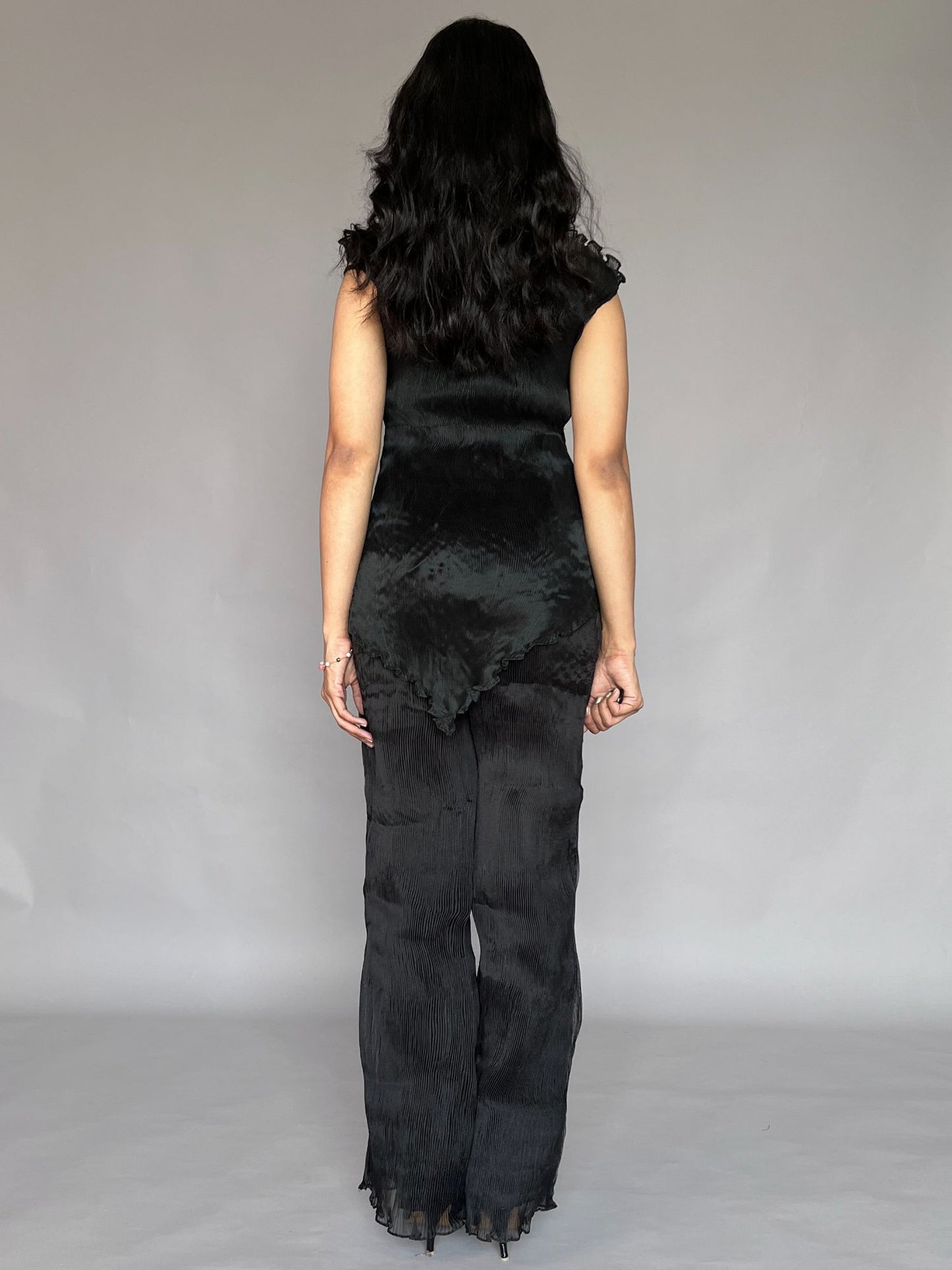Black Pleated 2 Piece Pants Co-ord Set