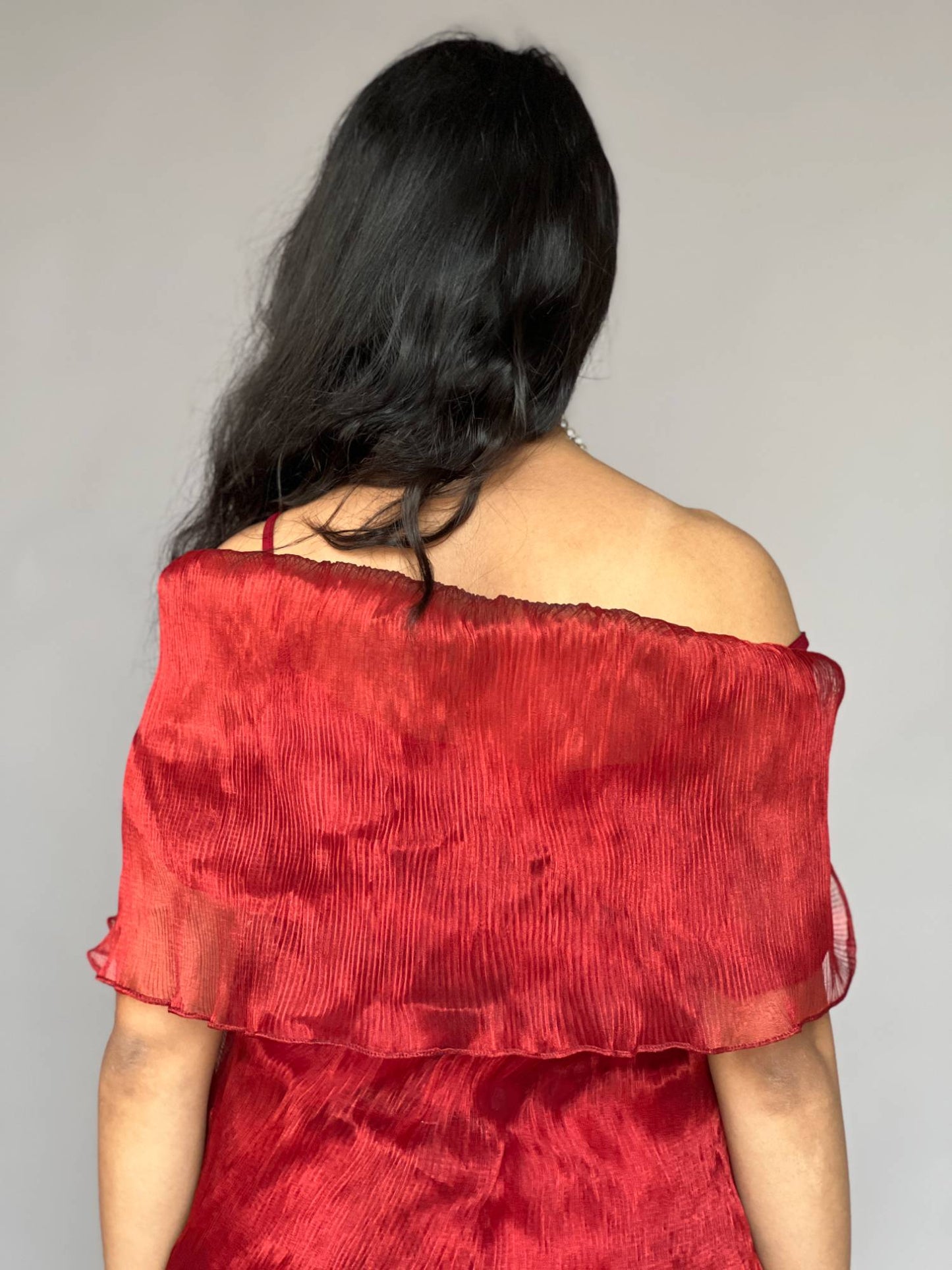 Red Crinkled Pleated 2 Piece Co-ord Set