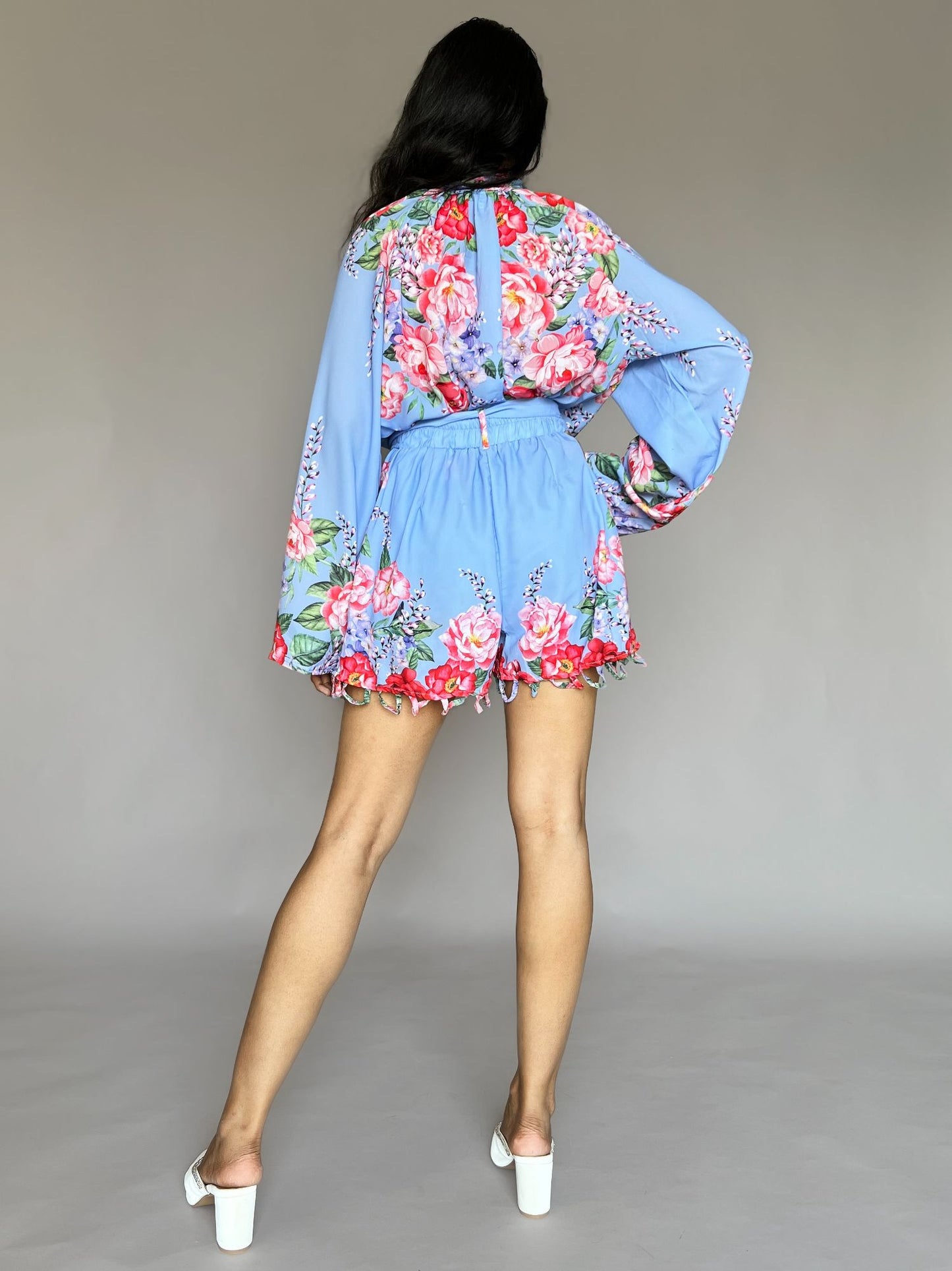 Floral High Neck Shorts Co-ord – 2 Piece