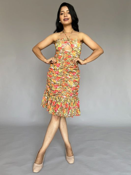 Lilac Ruched Bodycon Dress for Women