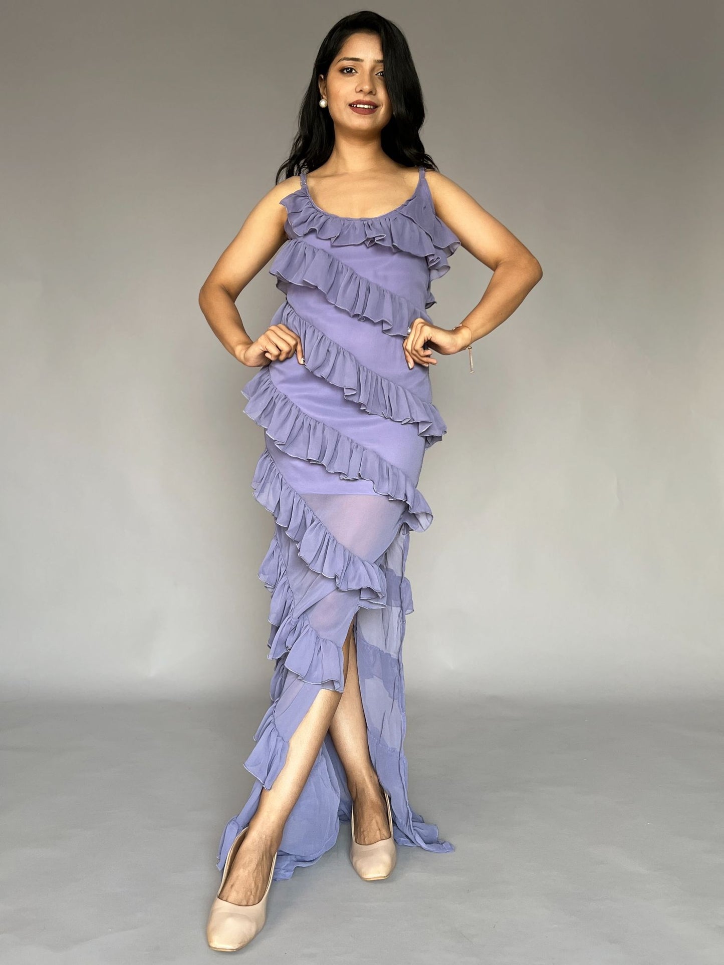 Lavender Ruffle Tiered Maxi Dress