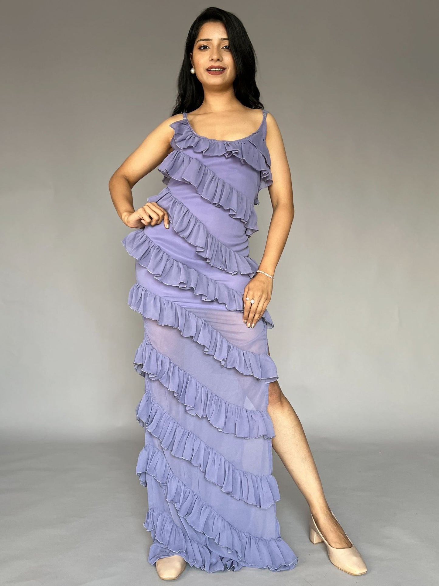 Lavender Ruffle Tiered Maxi Dress