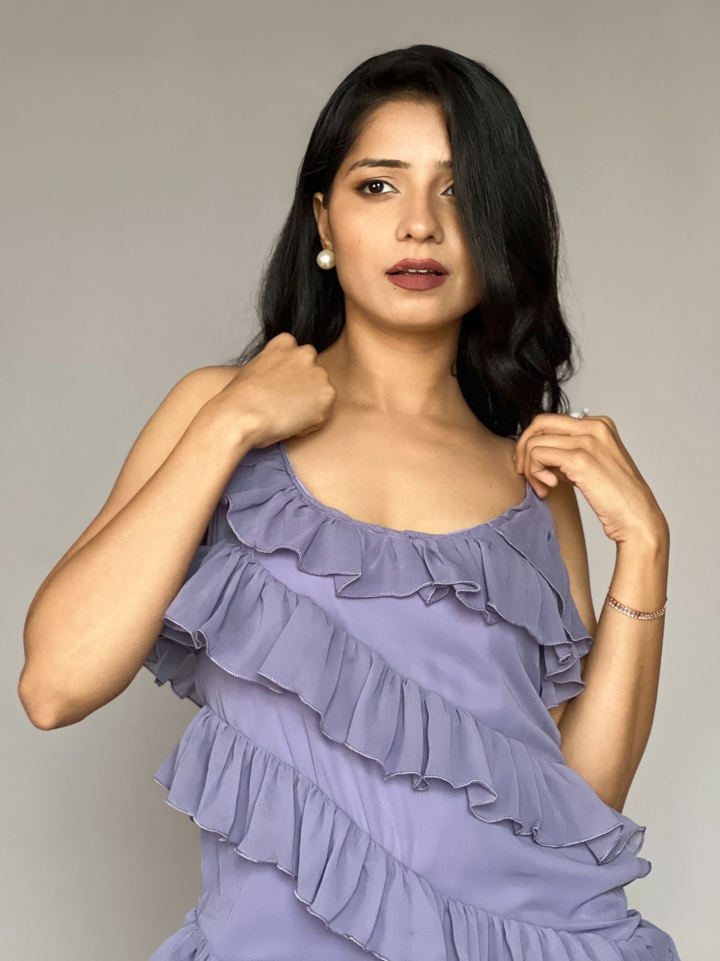 Lavender Ruffle Tiered Maxi Dress