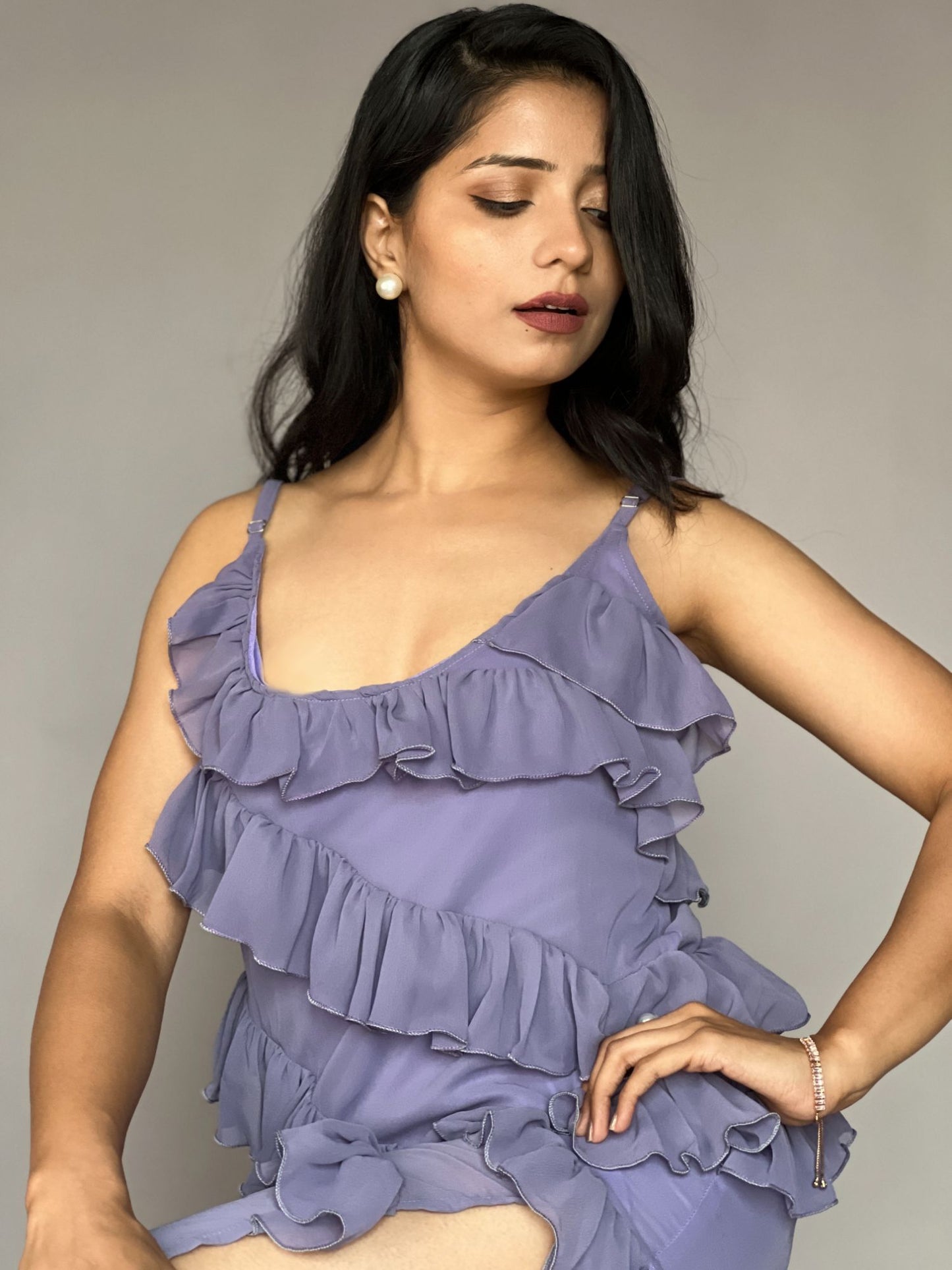 Lavender Ruffle Tiered Maxi Dress