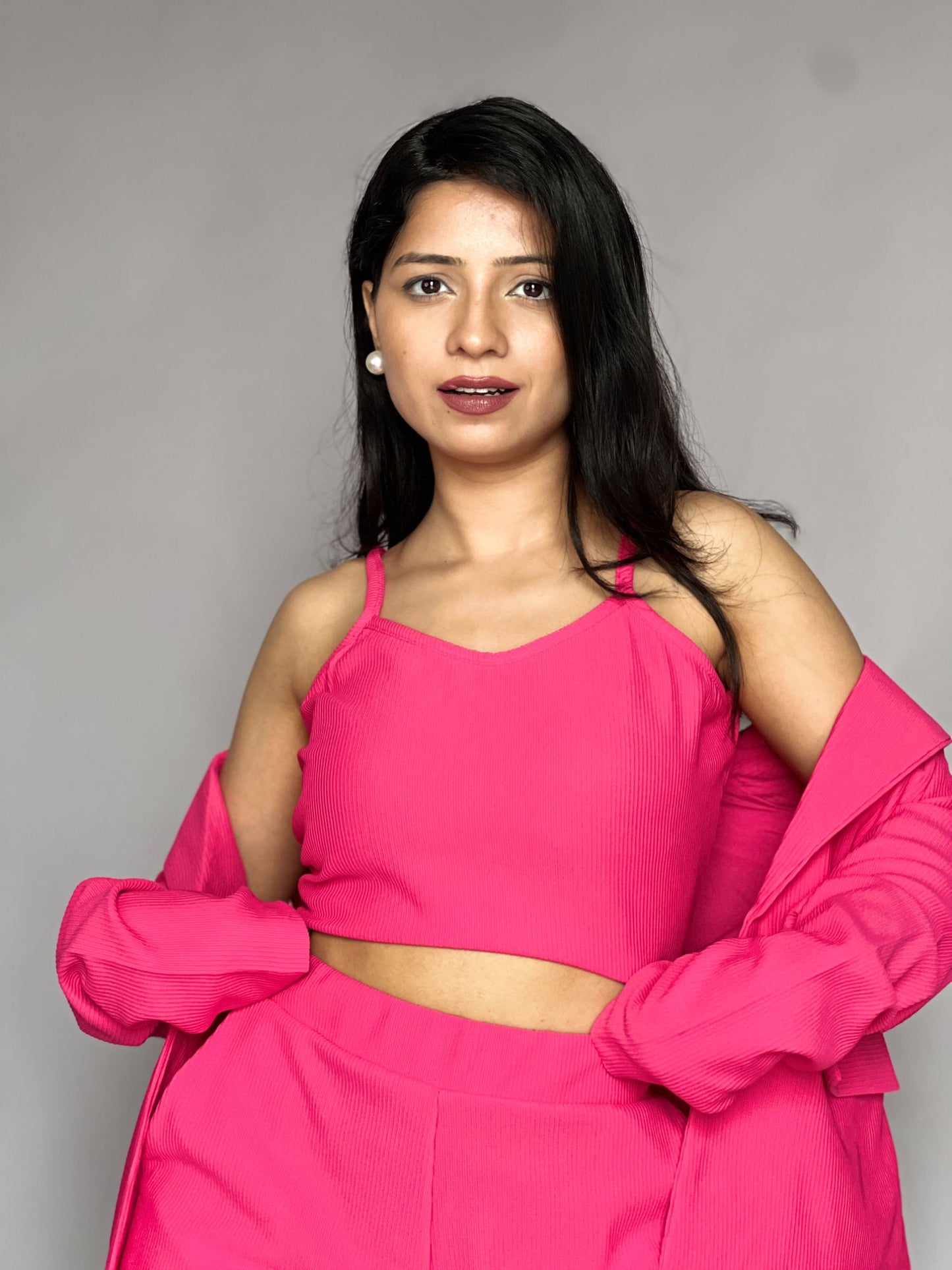 Hot Pink Three-Piece Blazer Co-Ord Set
