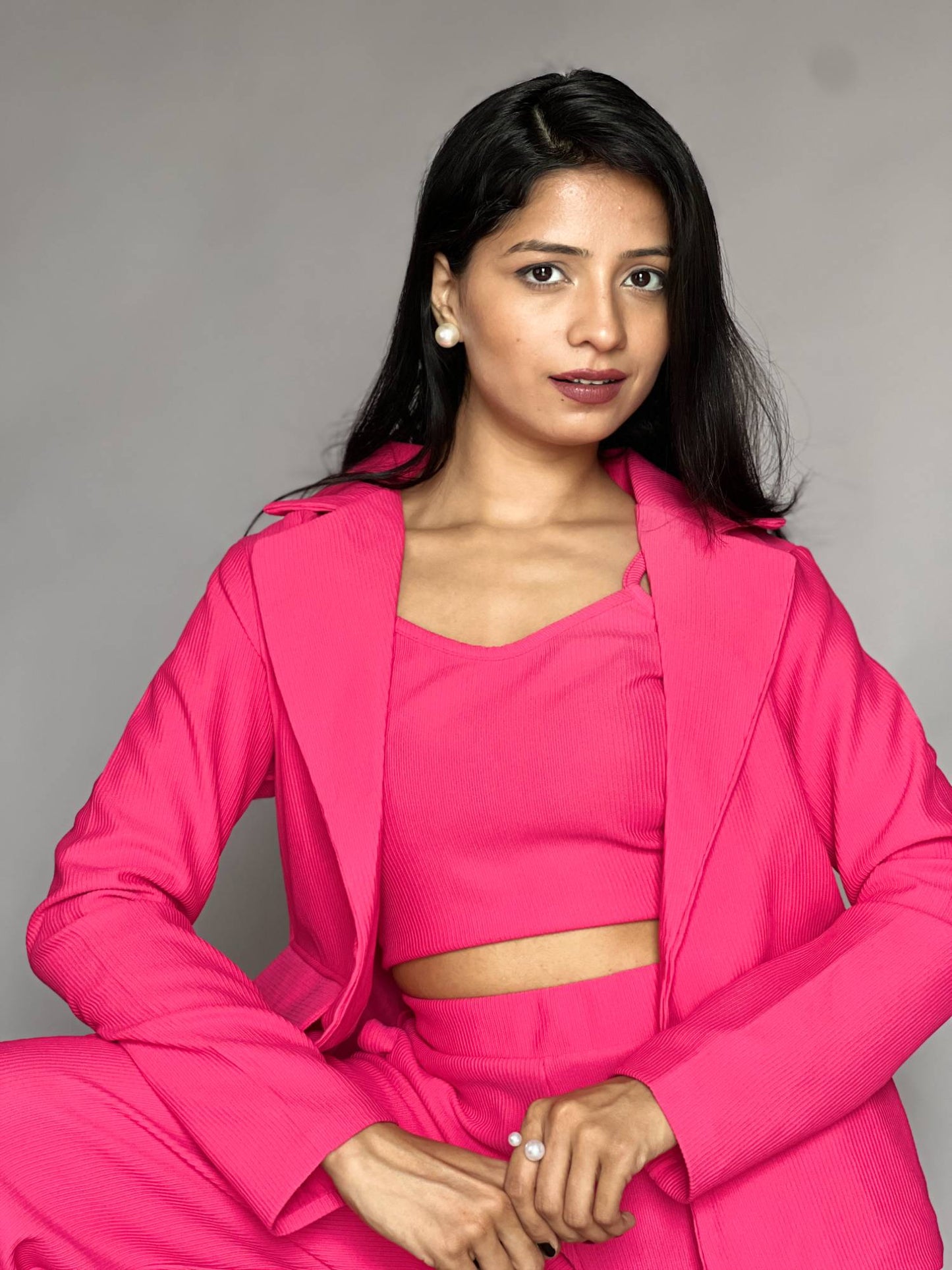 Hot Pink Three-Piece Blazer Co-Ord Set