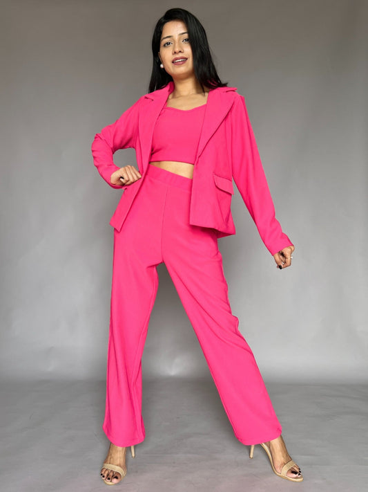 Hot Pink Three-Piece Blazer Co-Ord Set