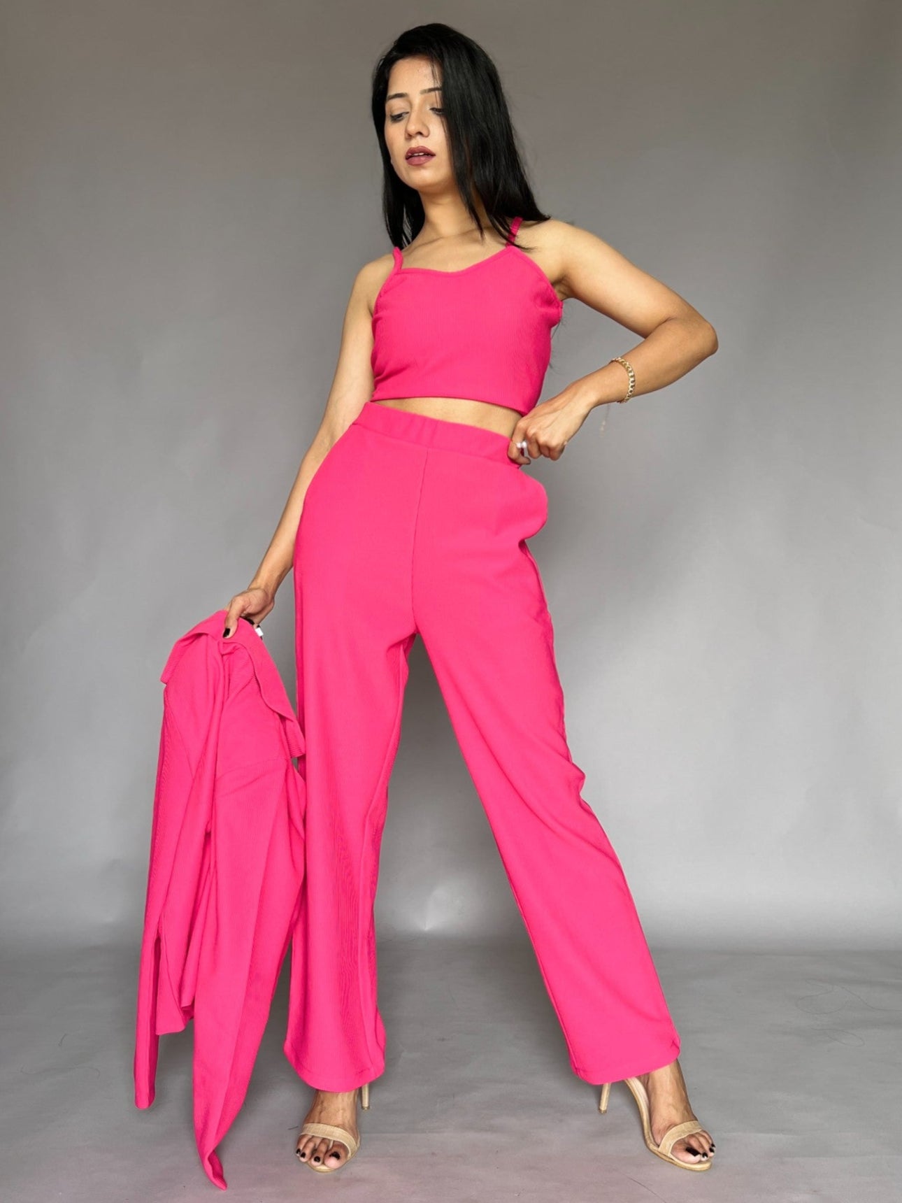 Hot Pink Three-Piece Blazer Co-Ord Set