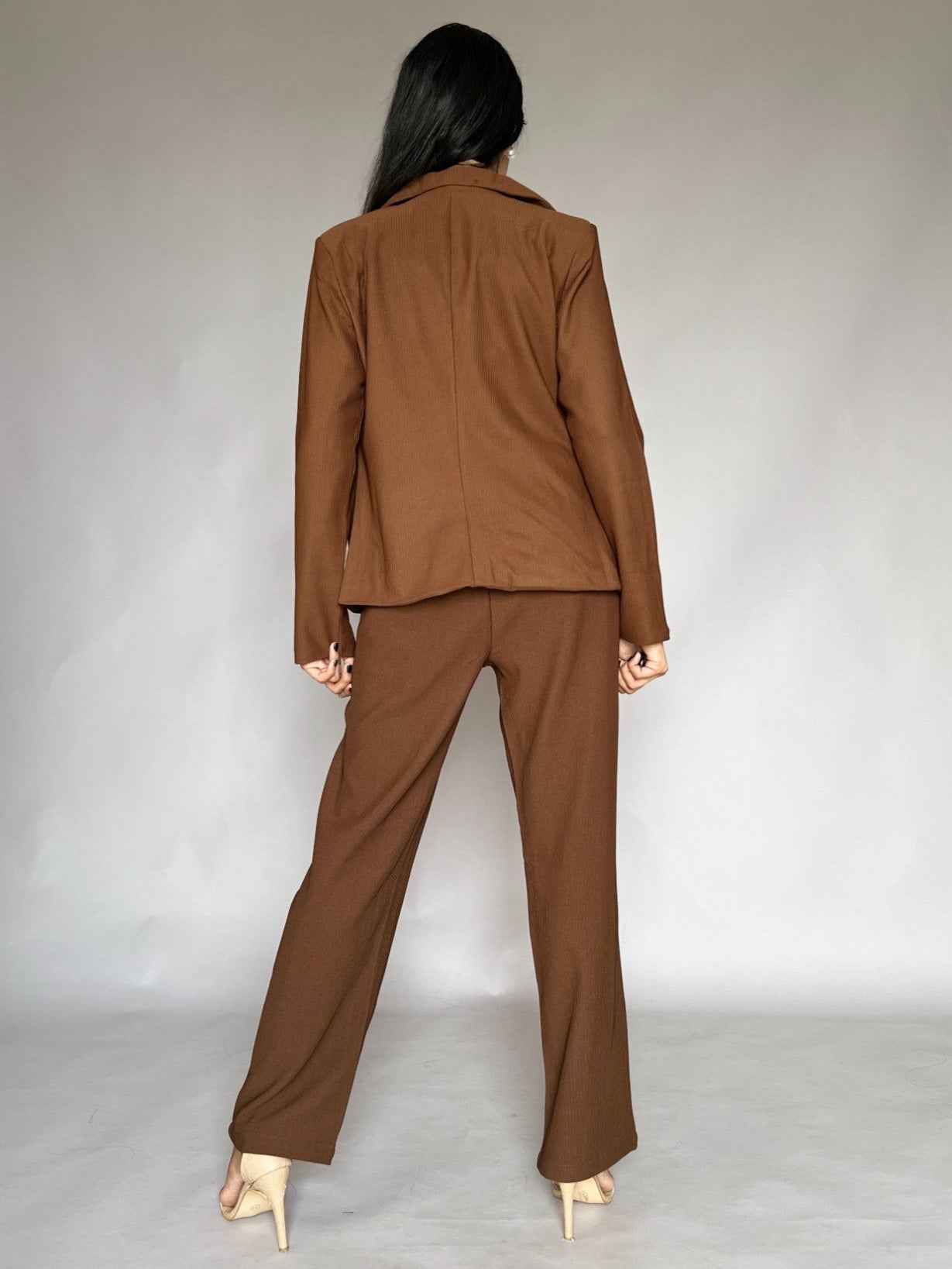 Brown Three-Piece Blazer Co-Ord Set