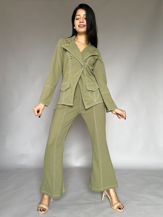 Olive Green Flared Pant Co-Ord Set