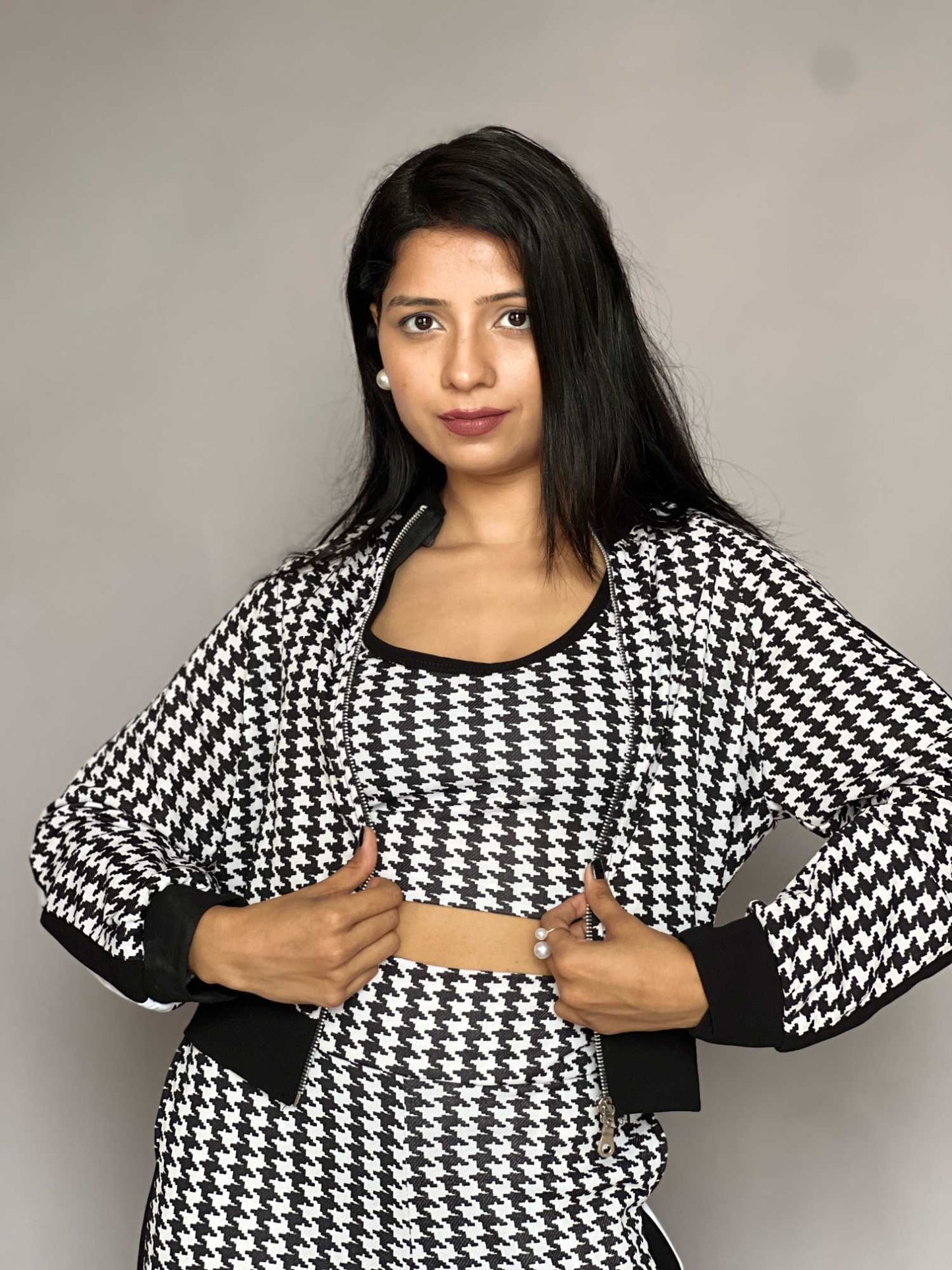 Houndstooth Three-Piece Co-Ord Set Women