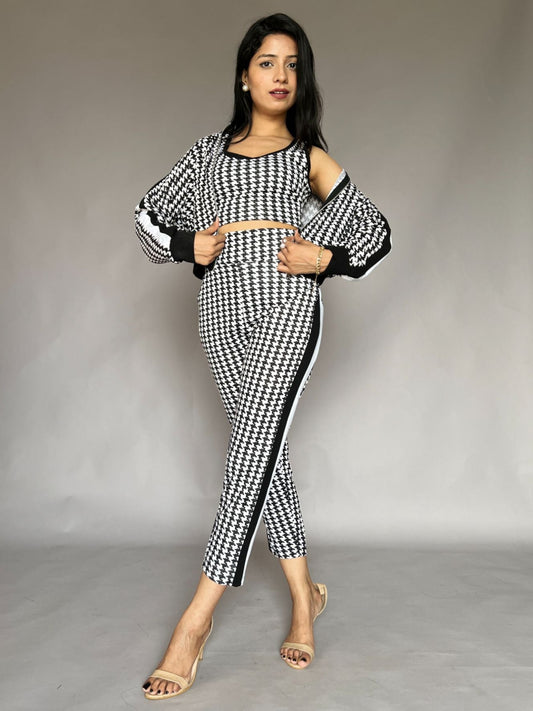 Houndstooth Three-Piece Co-Ord Set Women