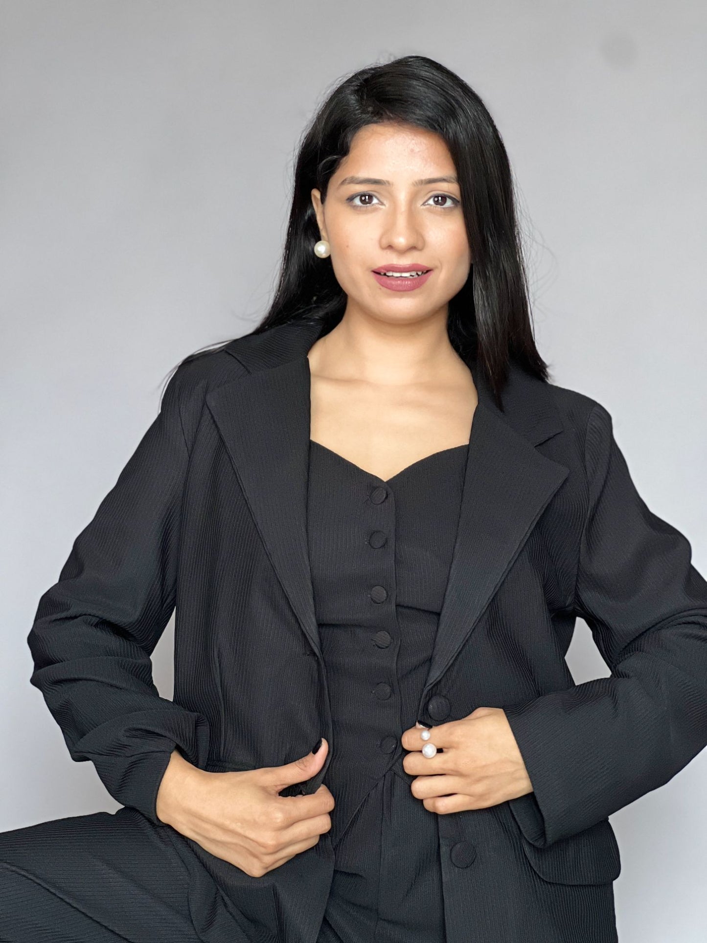 Black Three-Piece Blazer Co-Ord Set