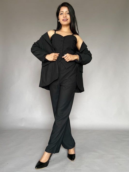 Black Three-Piece Blazer Co-Ord Set